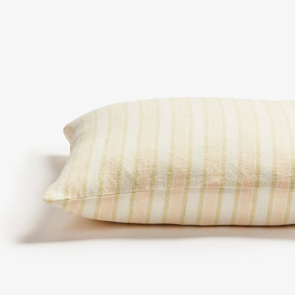 Linear Buff Peach Striped Linen Cushion 50cmx50cm