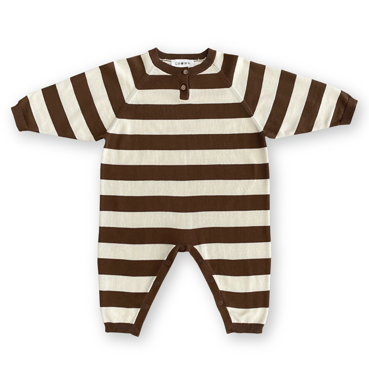 Organic Striped Essential Starsuit Espresso/Milk