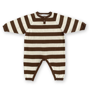 Organic Striped Essential Starsuit Espresso/Milk