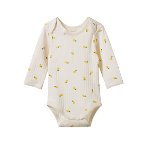 Pointelle Long Sleeve Bodysuit Lemon Print