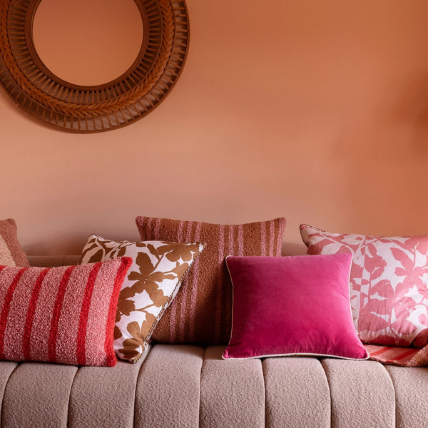 Boucle Trio Stripe Tan Pink 60x60 Cushion