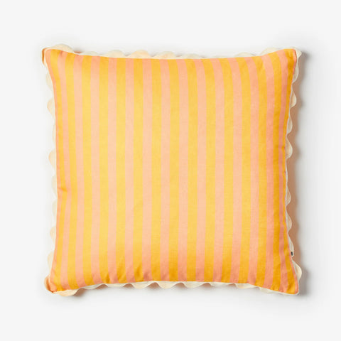 Thin Stripe Yellow and Peach Cushion 60cm x60cm