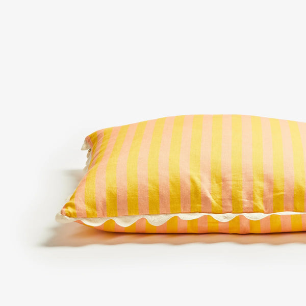 Thin Stripe Yellow and Peach Cushion 60cm x60cm