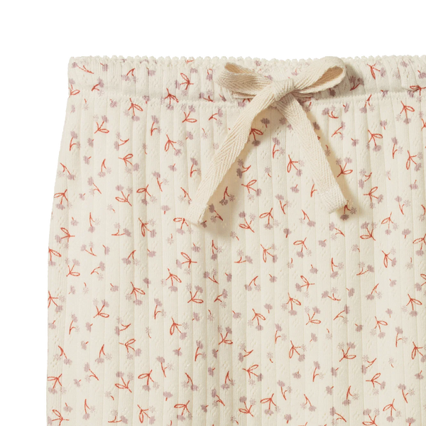 Dandelion Print Pointelle Footed Rompers