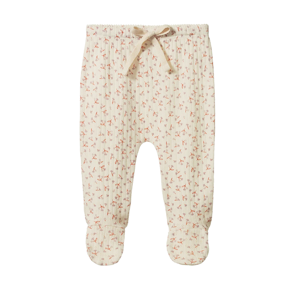 Dandelion Print Pointelle Footed Rompers