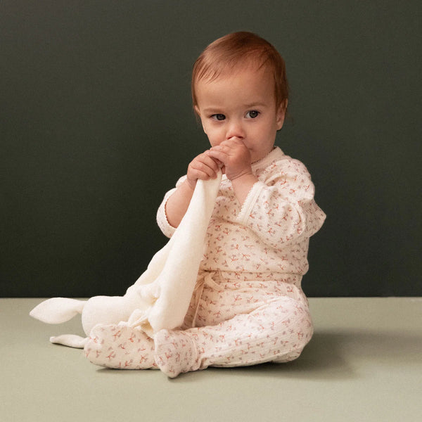 Dandelion Print Pointelle Footed Rompers