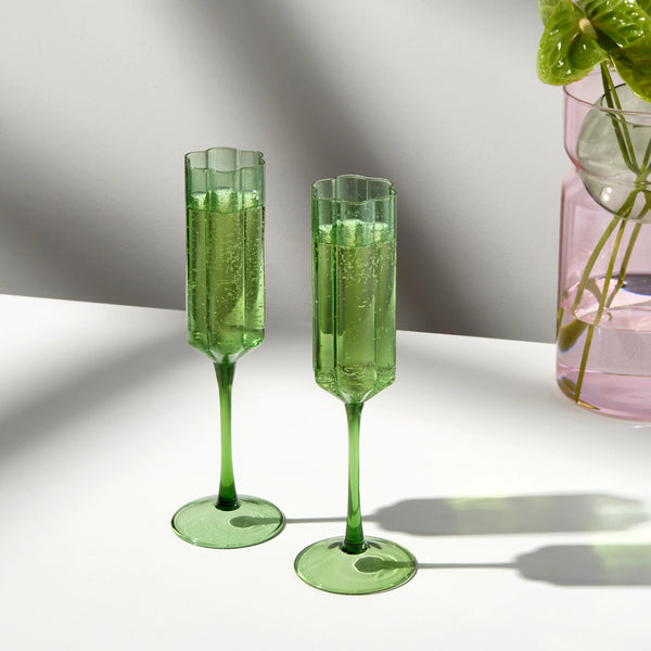Two x Wave Flutes Green