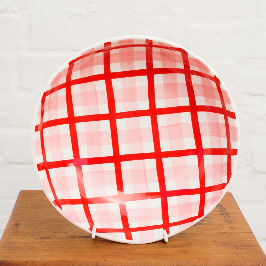 Salad Bowl Pink & Red Gingham