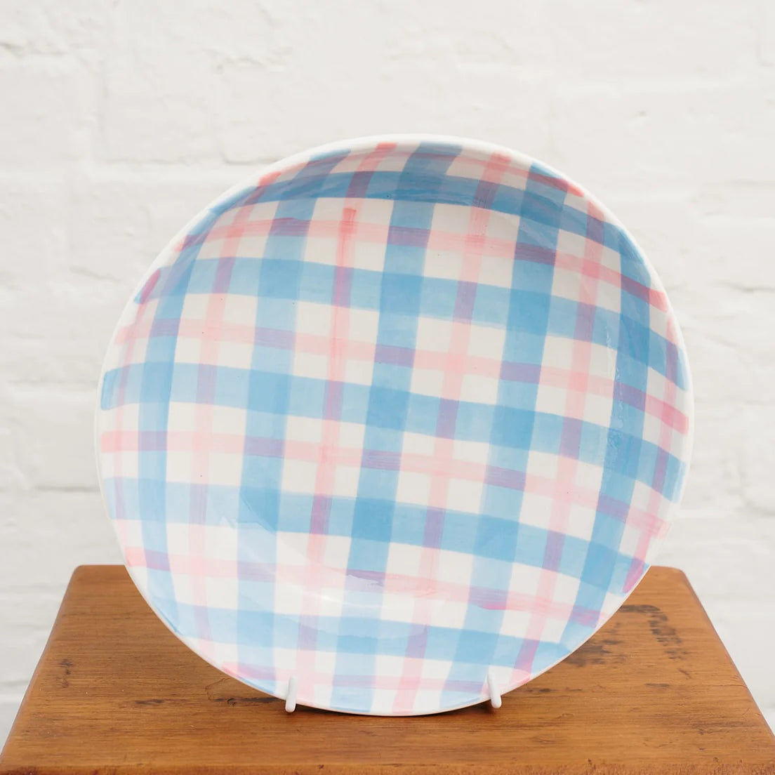 Salad Bowl Pink & Blue Gingham