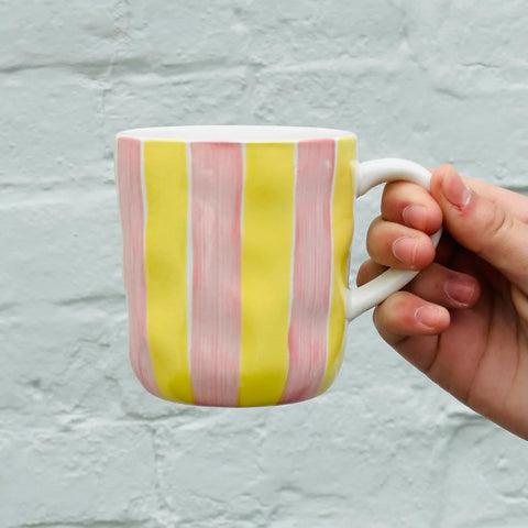 Pink and Yellow Stripe Mug