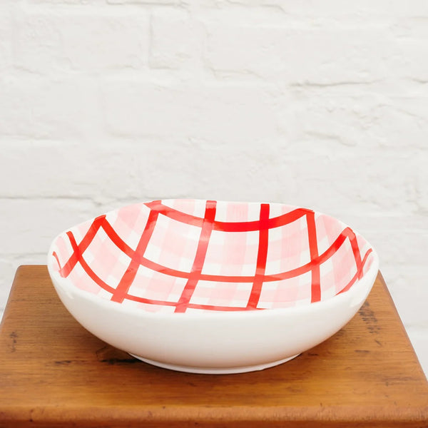 Salad Bowl Pink & Red Gingham