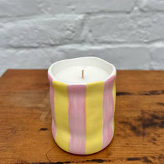 Cherry Blossom & Coconut Pink & Yellow Stripe Candle Small