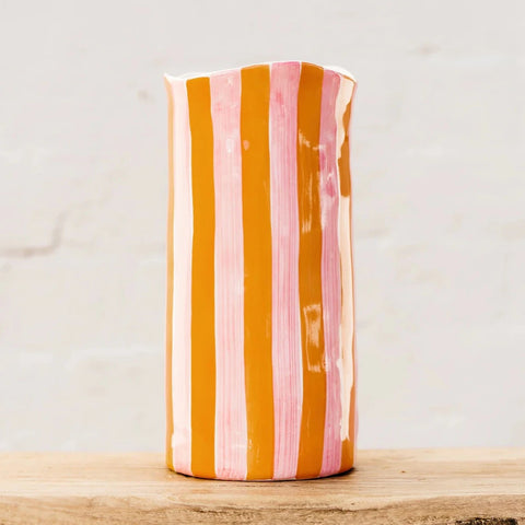 Large Pink & Orange Stripe Vase