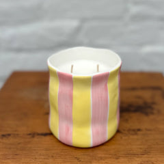 Cherry Blossom & Coconut Pink & Yellow Stripe Candle Large