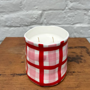 Vanilla, Tonka and Brown Sugar Pink & Red Gingham Candle Large