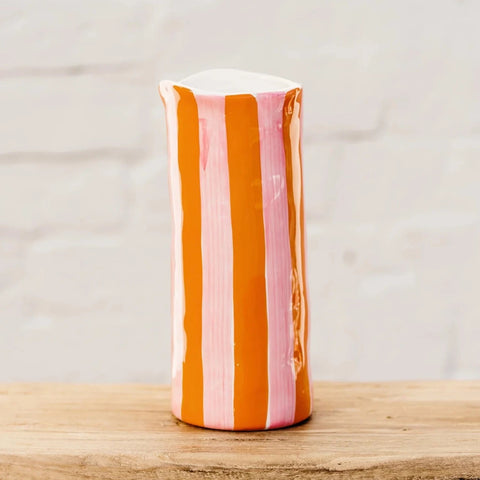 Medium Pink & Orange Stripe Vase