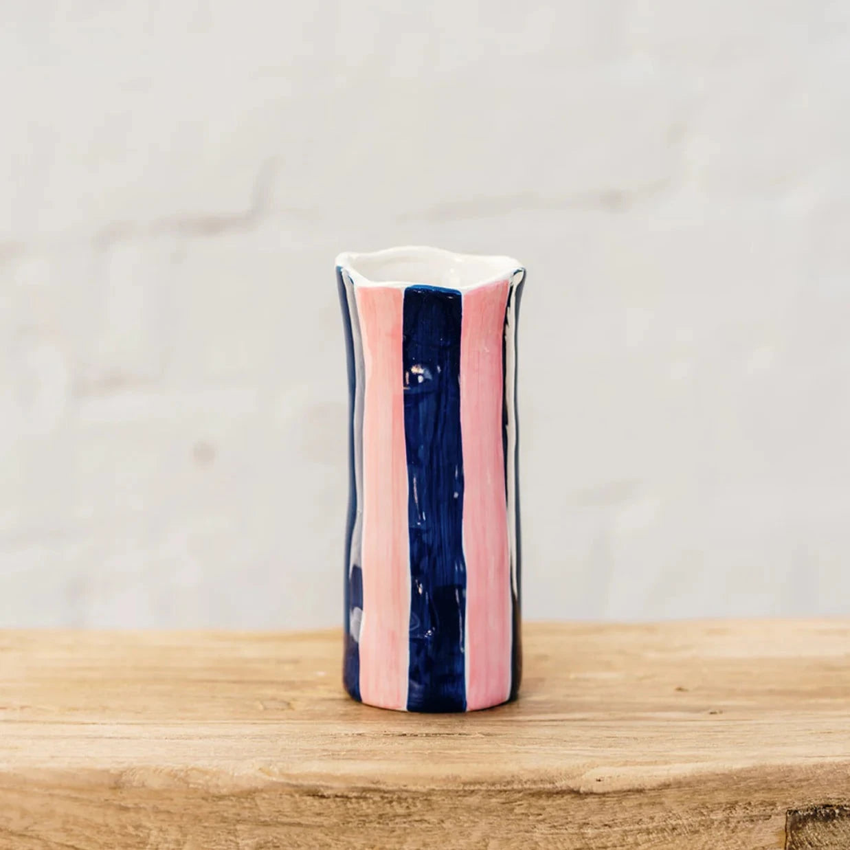 Small Navy & Pink Stripe Vase