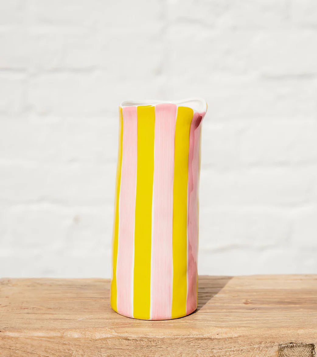 Medium Pink & Yellow Stripe Vase