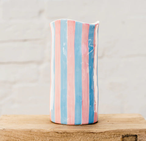 Large Pink and Blue Stripe Vase