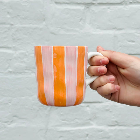 Orange and Pink Stripe Mug