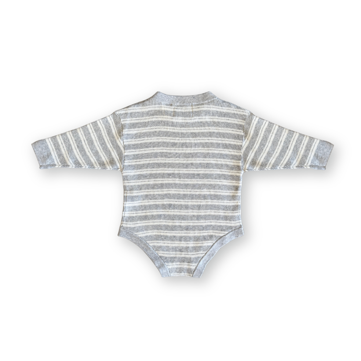 Ribbed Stripe Romper Grey Marle/Milk
