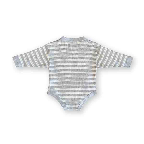 Ribbed Stripe Romper Grey Marle/Milk