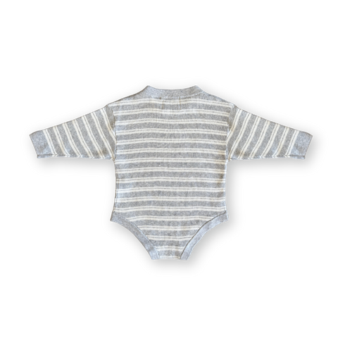 Ribbed Stripe Romper Grey Marle/Milk