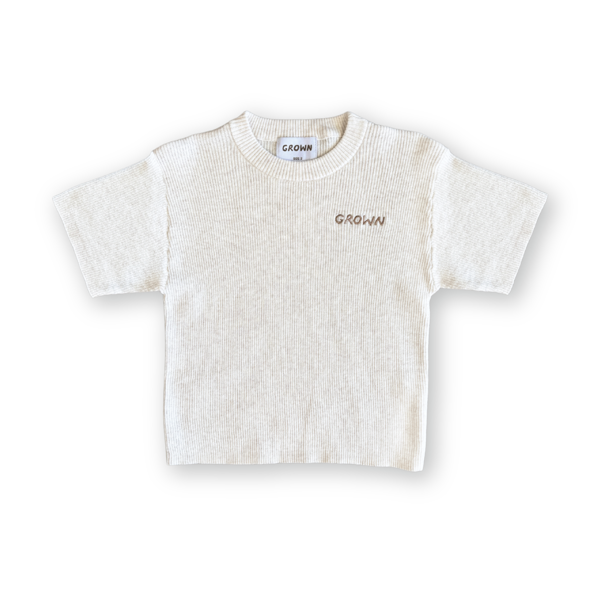 Ribbed Knitted Logo Tee Coconut