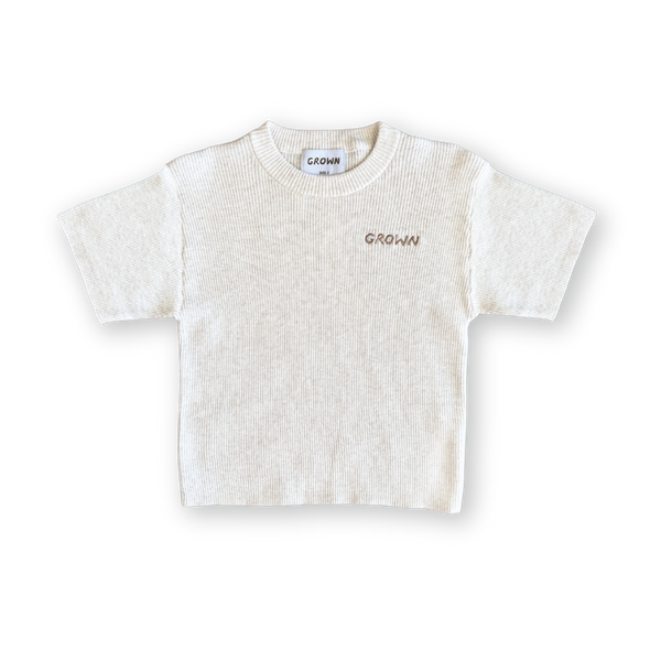 Ribbed Knitted Logo Tee Coconut