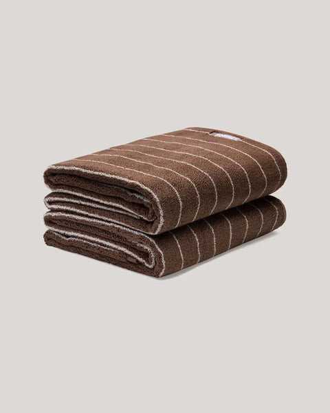 Bath Towels Hazelnut Pinstripe