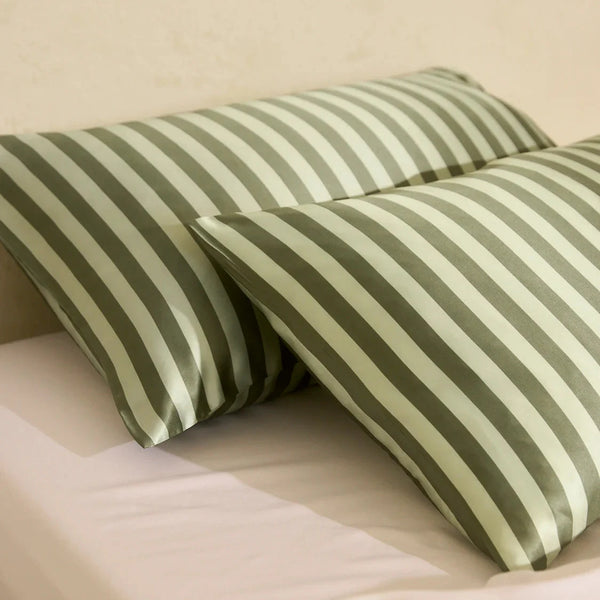 Silk Pillowcase Wasabi Stripes