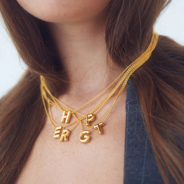Bubble Letter Necklace - E