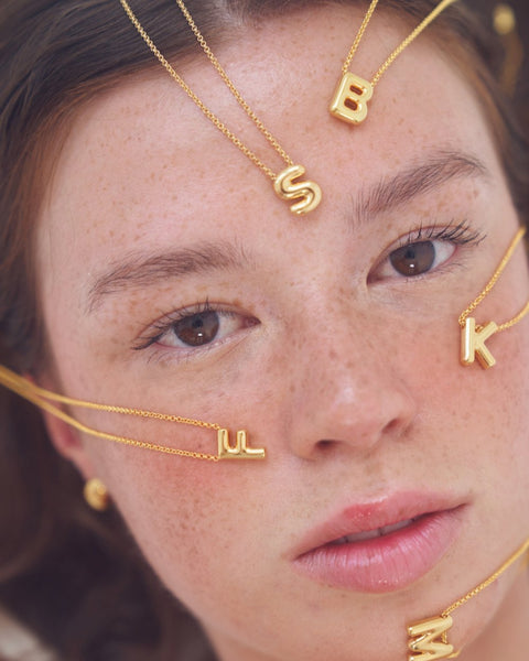 Bubble Letter Necklace - E