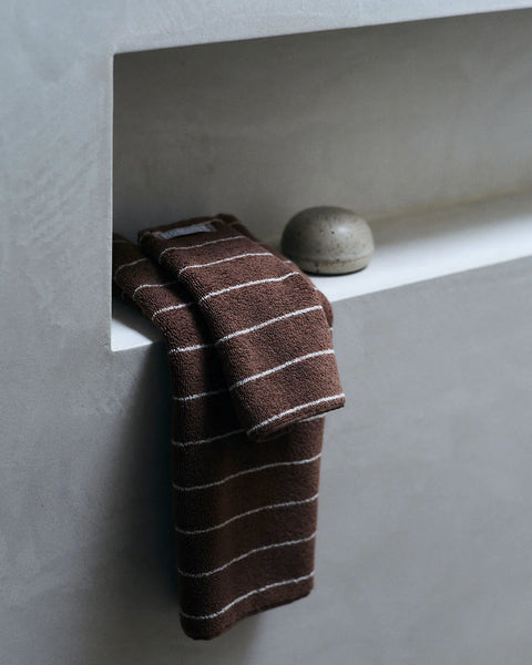 Bath Towels Hazelnut Pinstripe