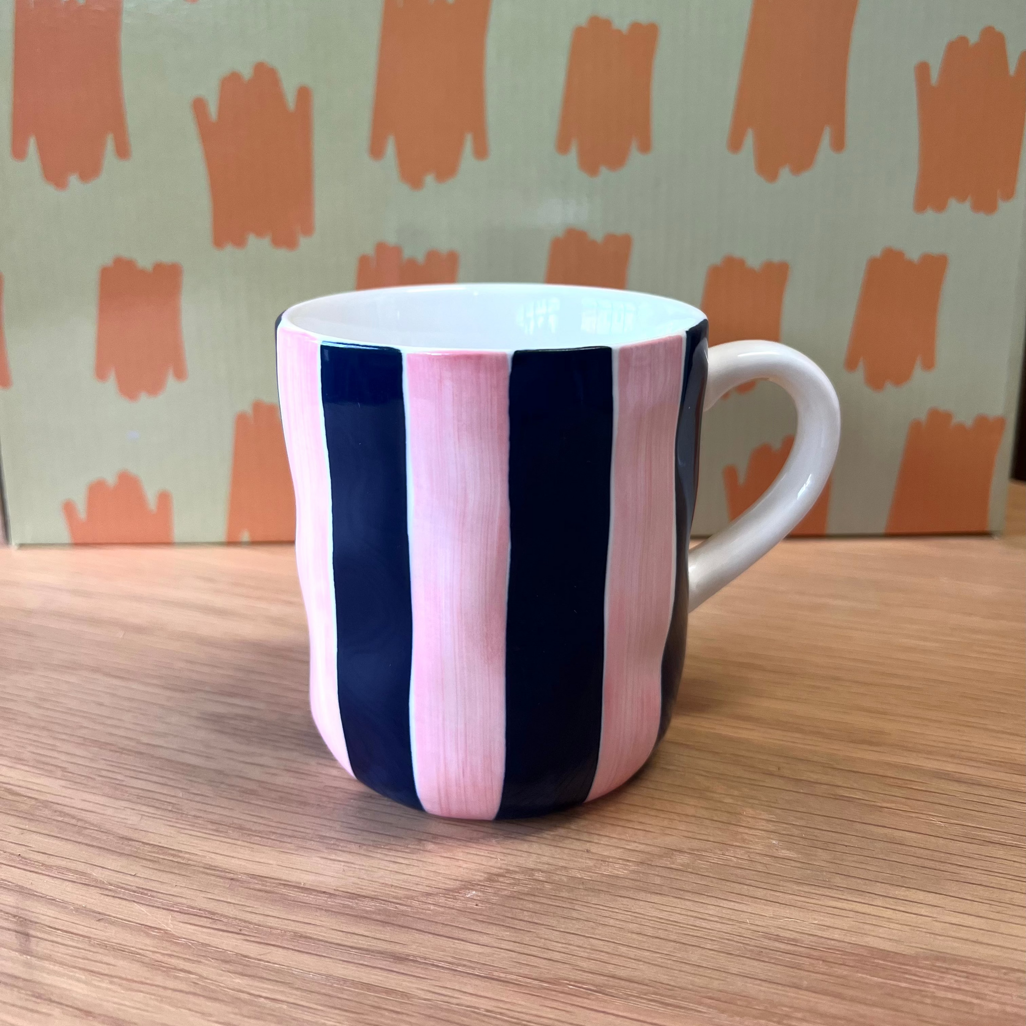 Navy and Pink Stripe Mug