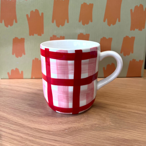 Pink and Red Gingham Mug