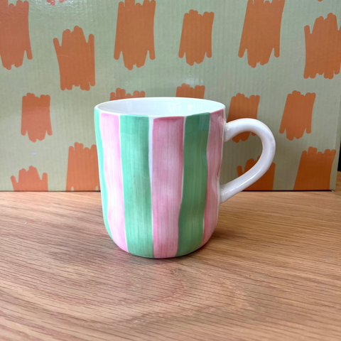 Pink and Mint Stripe Mug