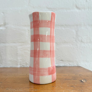 Small Pink Gingham Vase