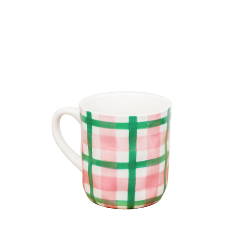 Pink & Green Gingham Mug