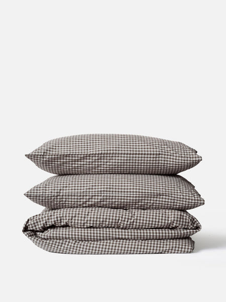 Gingham Organic Cotton Duvet Cover Cocoa