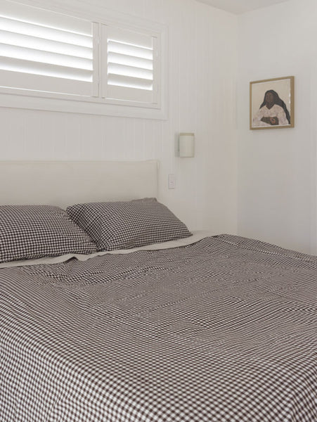 Gingham Organic Cotton Duvet Cover Cocoa