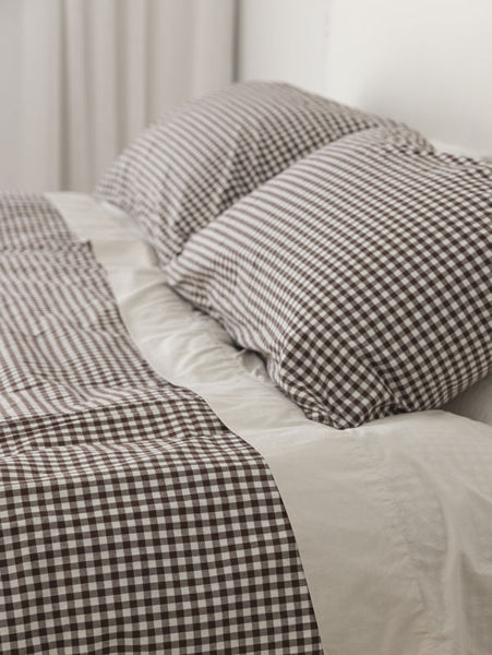 Gingham Organic Cotton Duvet Cover Cocoa