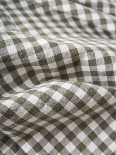 Gingham Organic Cotton Duvet Cover Olive