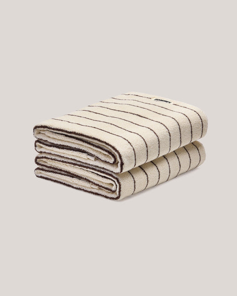 Bath Towels Cream Pinstripe