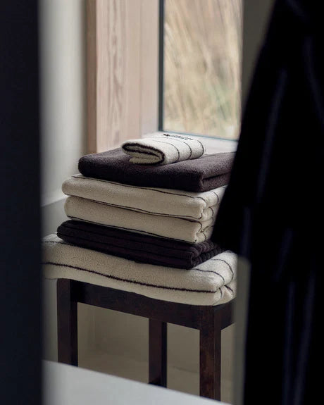 Bath Towels Cream Pinstripe