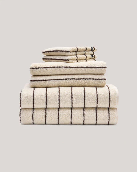 Bath Towels Cream Pinstripe