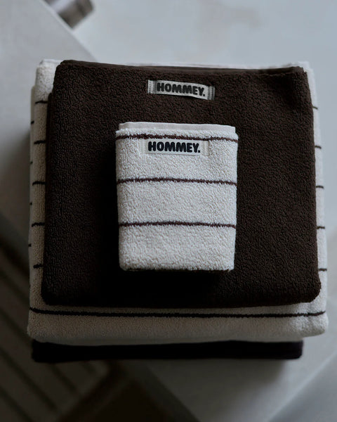 Bath Towels Cream Pinstripe