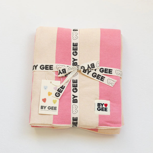 Organic knitted Blanket - Pink Stripe