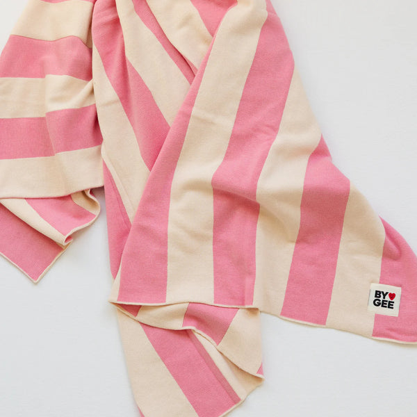 Organic knitted Blanket - Pink Stripe