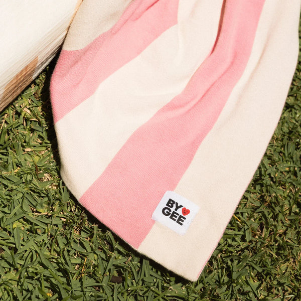 Organic knitted Blanket - Pink Stripe